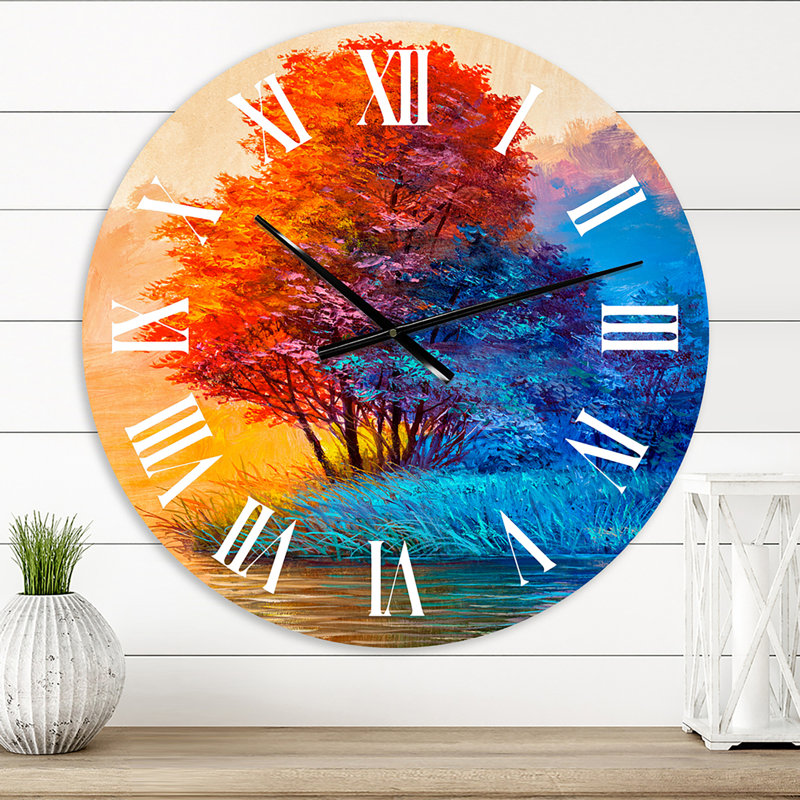 Arbre d'automne en forêt colorée VI - Horloge murale, Moyen
