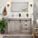 Bathroom Vanity With Sink, Faucet, Mirror, Sliding Barn Door, And Drawers
