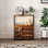 Armoire à café avec porte-bouteilles et porte-verres, buffet de cuisine avec rangement pour bouteilles de vin, éclairage à DEL