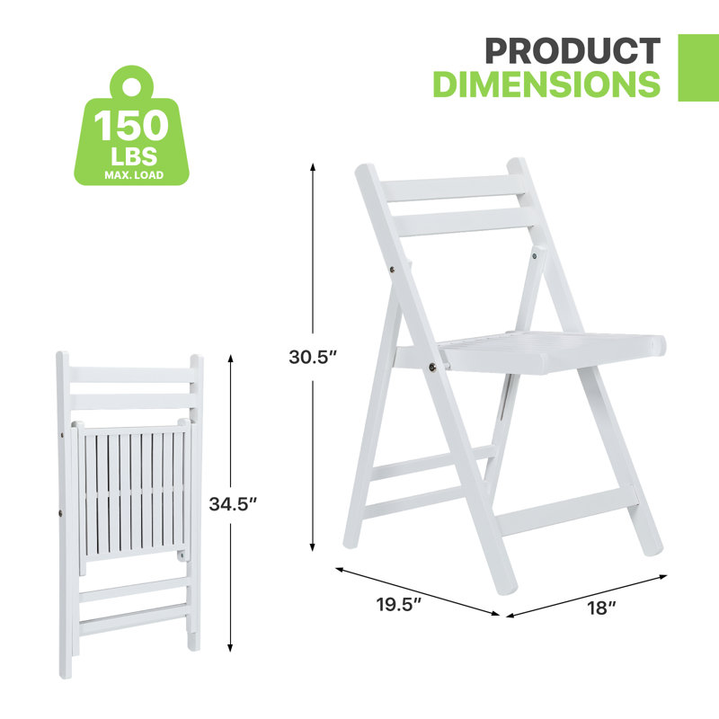 Chaises de bistro pliantes Rayetta avec dossier en bois pour l'intérieur et l'extérieur, Blanc