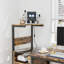 Bureau d'ordinateur brun avec prise de charge et étagères, alignement de tablette réversible, construction, lumières à DEL, ports, unités de complément de crochet pour casque d'écoute, installation, inclus