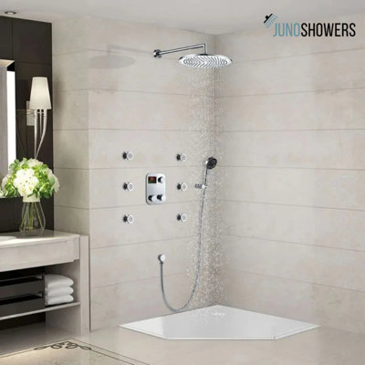 Ensemble de douche thermostatique à affichage numérique 10 po avec pomme de douche à main Juno