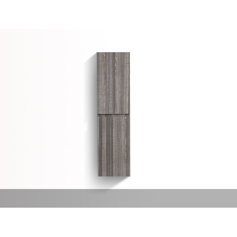 Armoire murale Divontae l 15,75 po x H 59 po x P 11,75 po, Gauche, Gris cendré brillant
