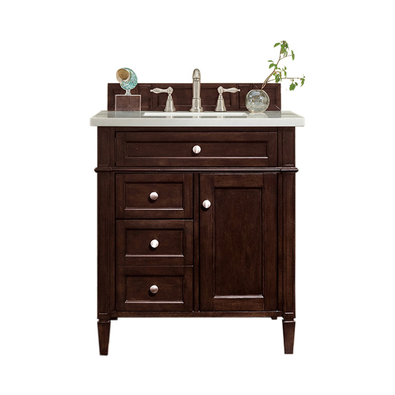 Brittany 30'' W Single Vanity, Burnished Mahogany, Eternal Jasmine Pearl, 8" Widespread