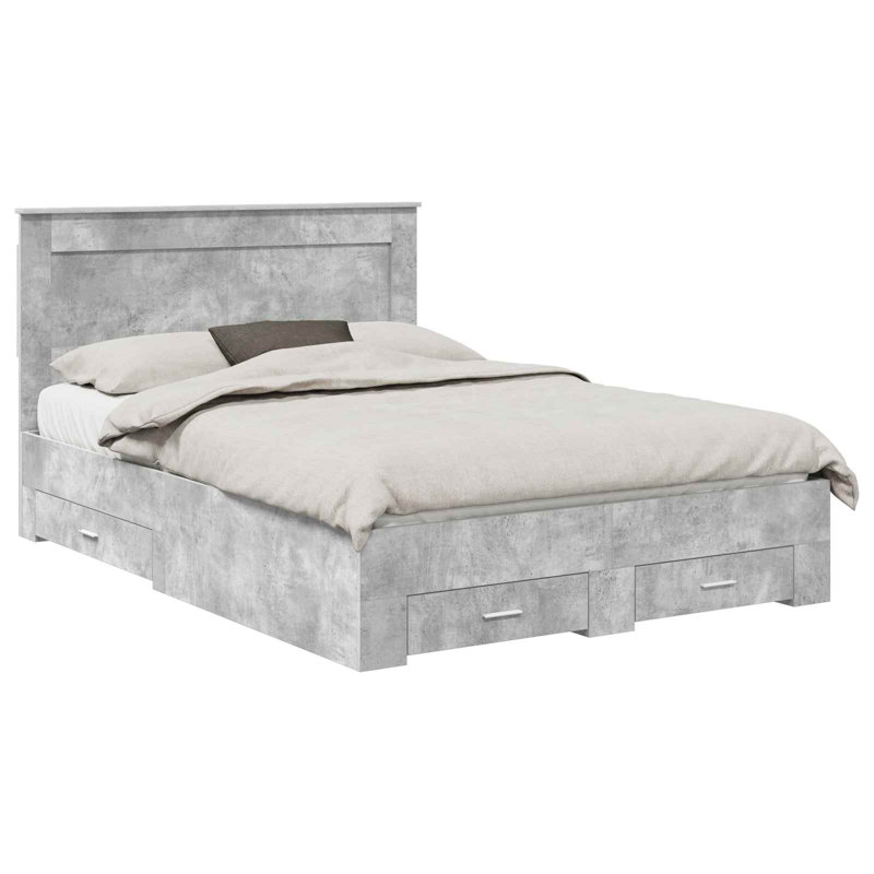 Bed, European Kingsize (160 x 200 cm), Concrete Grey