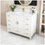 Meuble-lavabo moderne 42 po en bois massif blanc avec lavabo, comptoir en pierre frittée blanc Carrara avec 1 trou de robinet, 2 portes doubles à fermeture douce et 9 tiroirs-1862984419-1862984420
