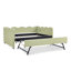 Lit de jour en vichy double avec couchette simple sans sommier, avec port USB et adorable tissu en forme de vague-130631871-130631874