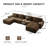 153" Modern U-Shaped Modular Sectional Sofa For Living Room, Corduroy Fabric,4-Seater Couch With Deep Seat And 2-Movable Ottoman,Pearl-Like Piping, Tufted Design, No Assembly, Anti-Slip Design​-1047368481-1047368476
