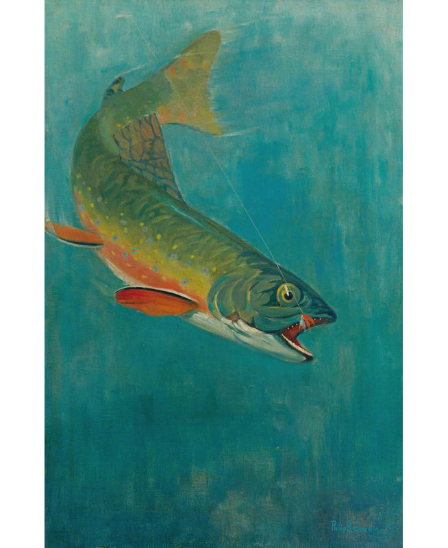«Catching the Bait» par Philip R. Goodwin - Art mural sur toile tendue avec châssis, H 24 po x l 17 po