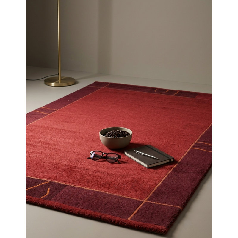 Tapis d'intérieur rouge en laine noué à la main de qualité supérieure contemporain Tibbati, Rectangulaire 8 pi x 11 pi