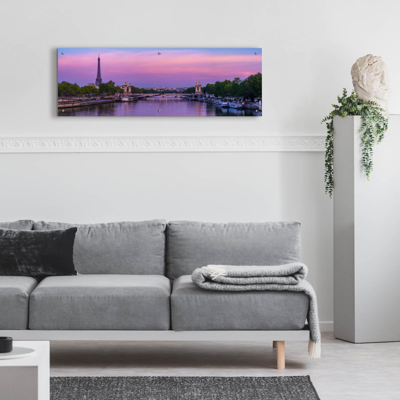 «Paris - Sunrise Over Seine Panorama» par Epic Portfolio, art mural en verre acrylique, H 16 po x l 48 po