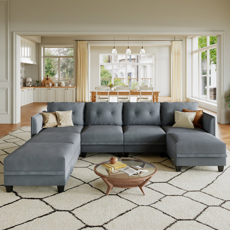 Tymarian Faux Leather Sectional, Gray Faux Leather