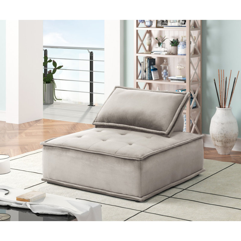 Canapé modulaire en velours gris clair 3 pièces Anna, Velours gris clair