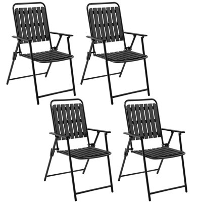 4pcs Outdoor Folding Dining Chairs With Metal Frame by Yaheetech