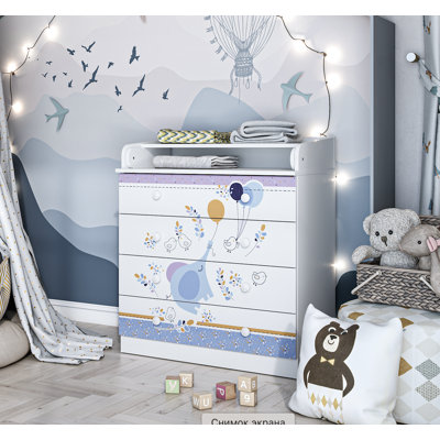 Changing dresser 800, white, Elephant with balloon