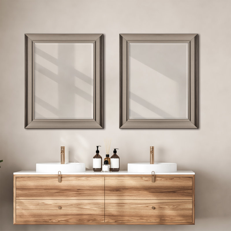 Head West Oil Rubbed Antique Brushed Nickel Framed Wall Mirror - 29" x 35"