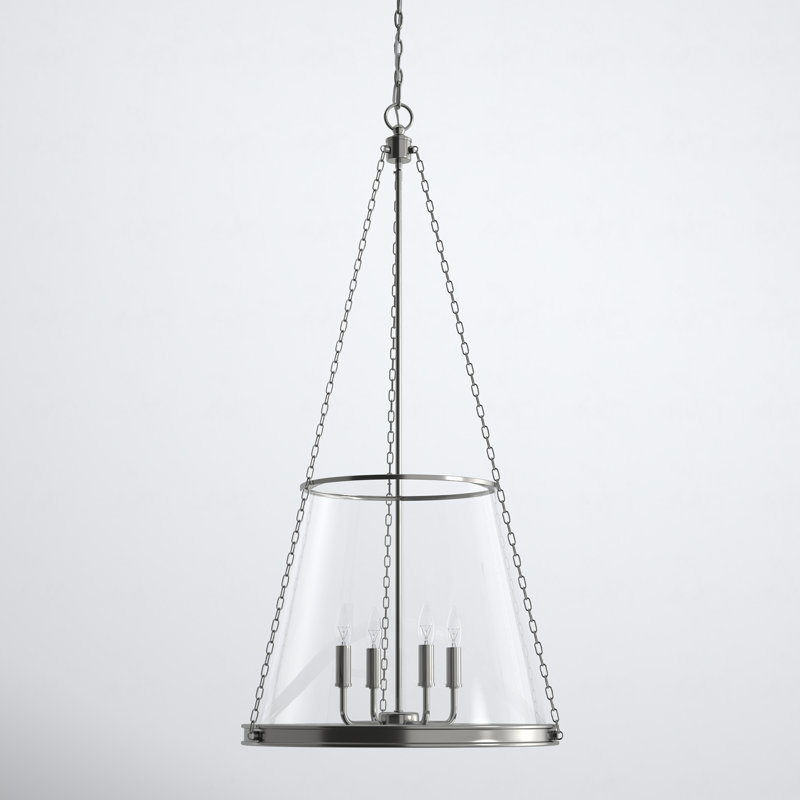 Luminaire suspendu 4 lumières Malvern, Nickel poli