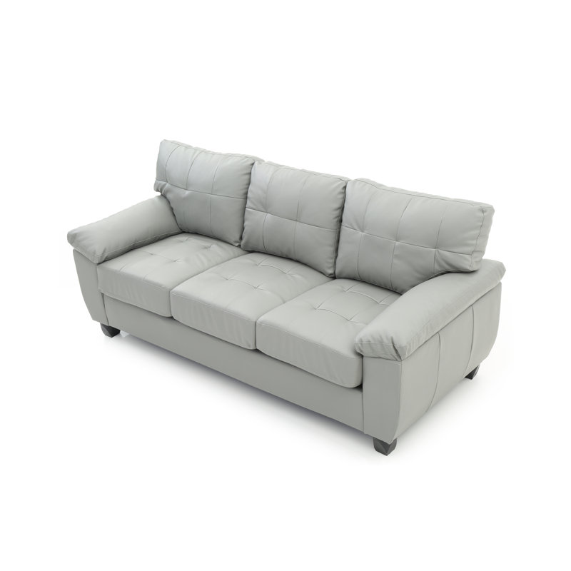 Moran 78'' Faux Leather Sofa, Gray Faux Leather