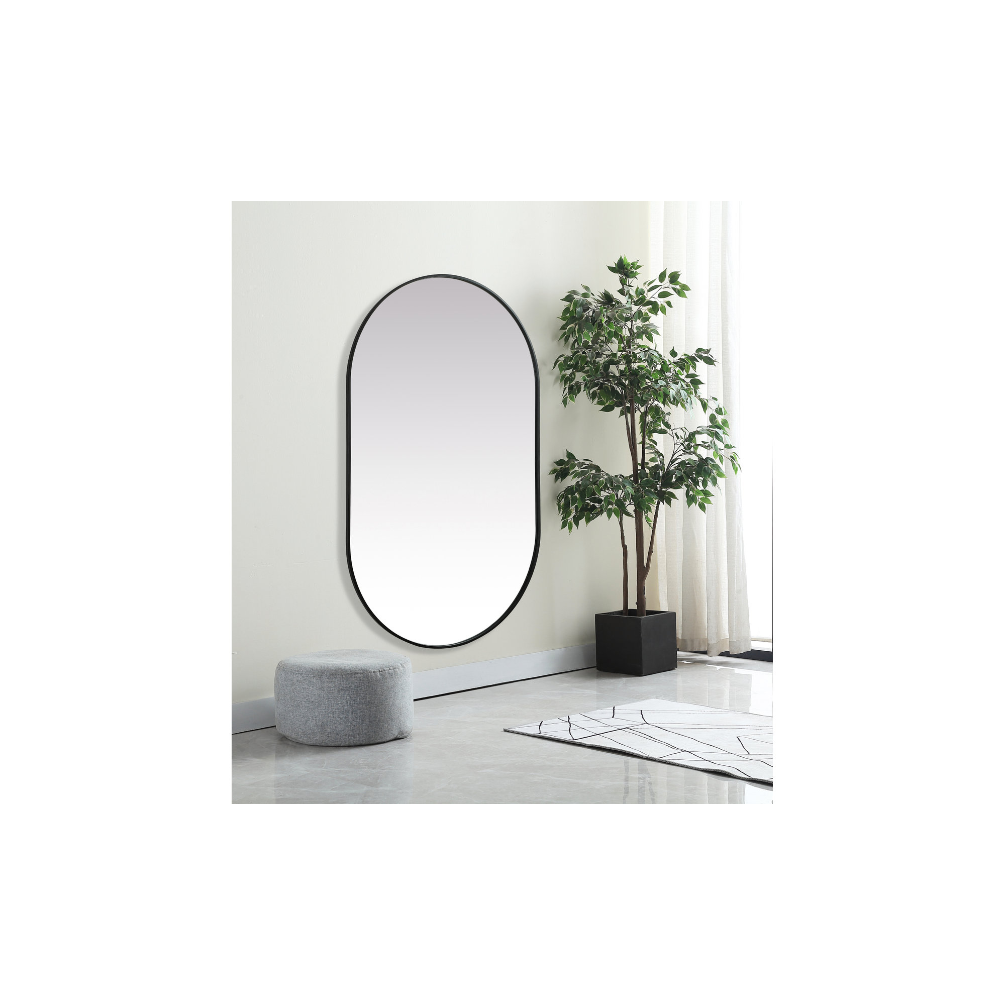 Elington Metal Oval Mirror, 60"  x 36" , Black