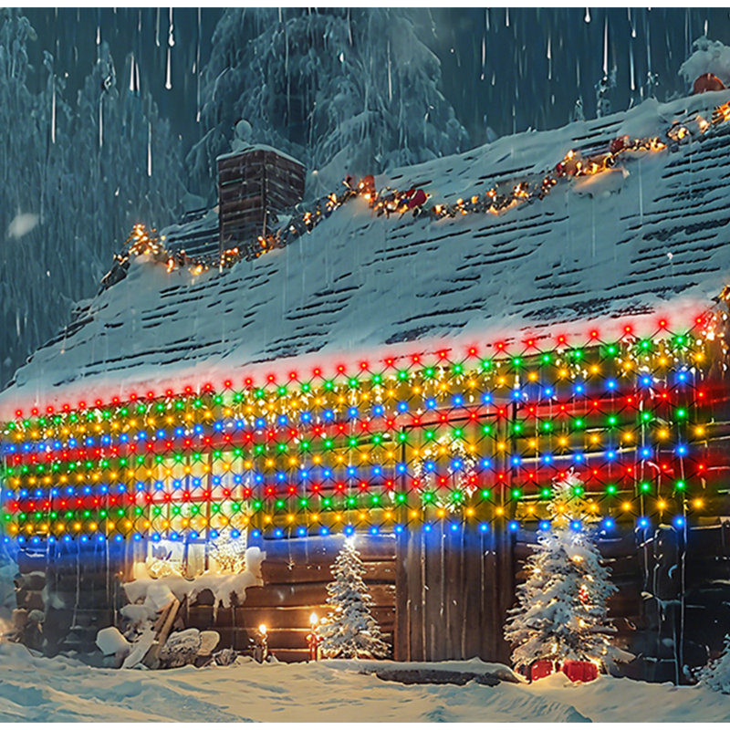 360 Led Outdoor 12ftx5ft Christmas Net Lights,fairy String Light 8 Modes For Indoor Xmas Tree Bush Garden Decor Party-multicolor