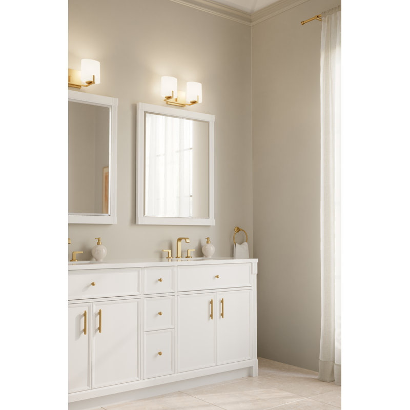 Meuble-lavabo 2 lumières Mirelle, H 7,5 po x l 16 po x P 6 po, Laiton, Deux lumières