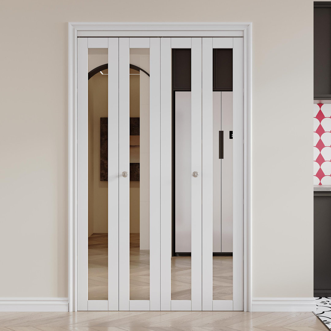 80''&96''H 1-Lite Mirrored Door Solid Manufactured Wood Bi-Fold Door with Installation Hardware Kit Home Worthy 