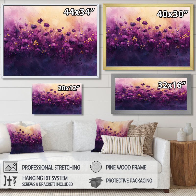 Markowski, fleur de minuit mauve, champ de fleurs sauvages III - Art mural fleurs sauvages, Noir, H 12 po x l 20 po