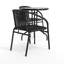 Amlie 23.75" Round Glass Metal Table with 2 Rattan Stack Chairs