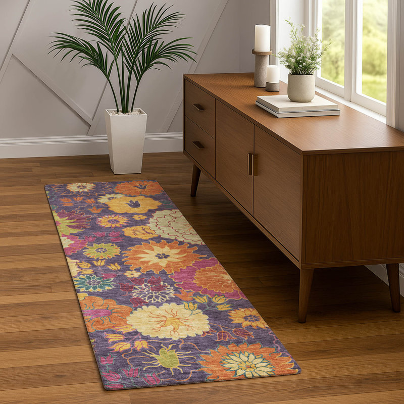 Machine Washable Indoor/Outdoor Chantille ACN2293 Floral Rug, Runner 2'3" x 7'6"