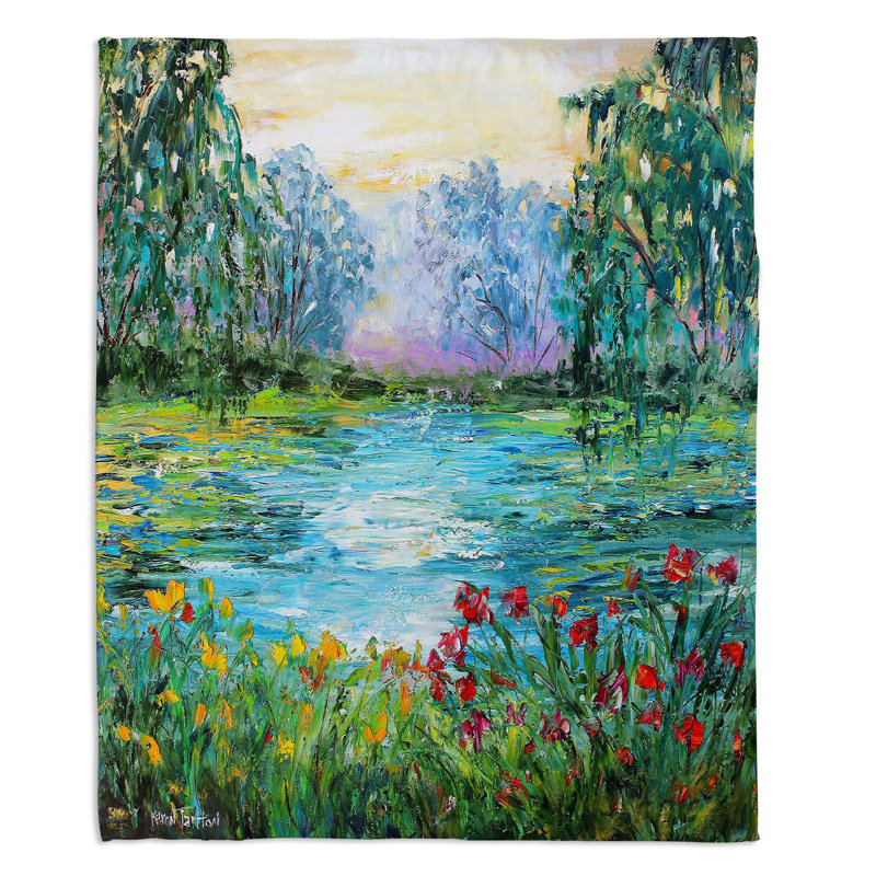 Couverture sherpa doux méditation étang, l 68 po x L 80 po
