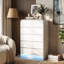 73cm W 5-Drawer Chest with RGB LED Light, Modern Minimalist Tall Dresser,  White