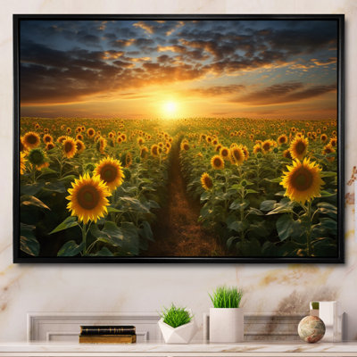 Tournesol doré panoramique - décoration murale florale