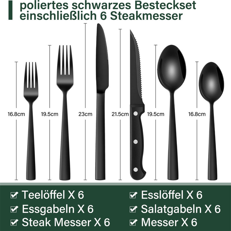 Brayden Studio Callye 36 Piece Stainless Steel Cutlery Set , Service for 6