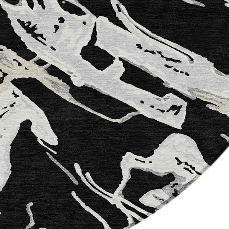Tapis rond noir et gris 8 po