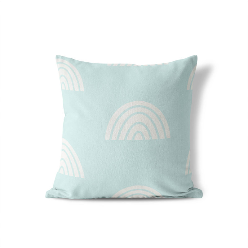 Coussin Plain Bows Match, H 20 po x l 20 po, Bleu clair / ivoire