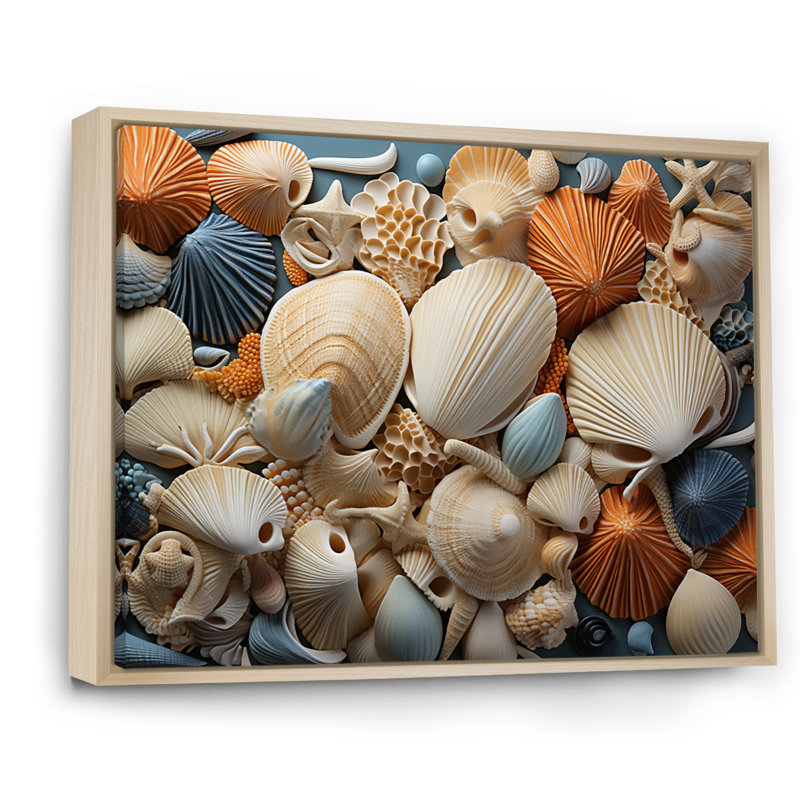 Décoration murale plage coquillage - animaux, H 24 po x l 32 po, Cadre naturel flottant