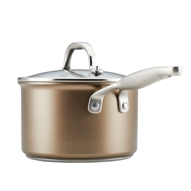 Bronze 3-Quart Nonstick Aluminum Saucier with Glass Lid