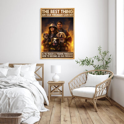 How To Become An Old Fireman - 1 Piece Rectangle G " How To Become An Old Fireman - 1 Piece Rectangle Graphic Art Print On Wrapped Canvas "