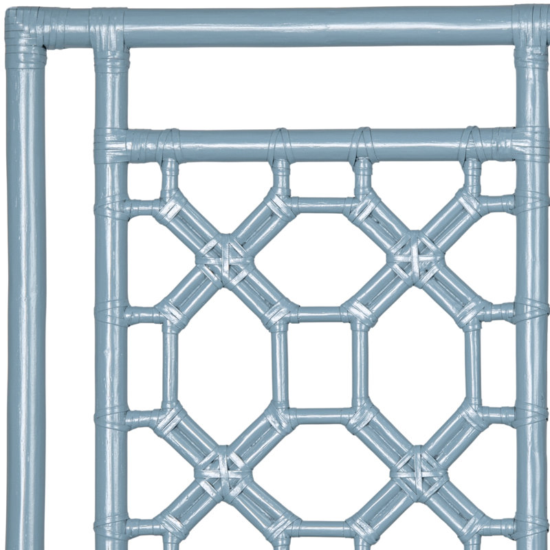 Lit plateforme à dossier en treillis, Simple TG, Bleu piscine
