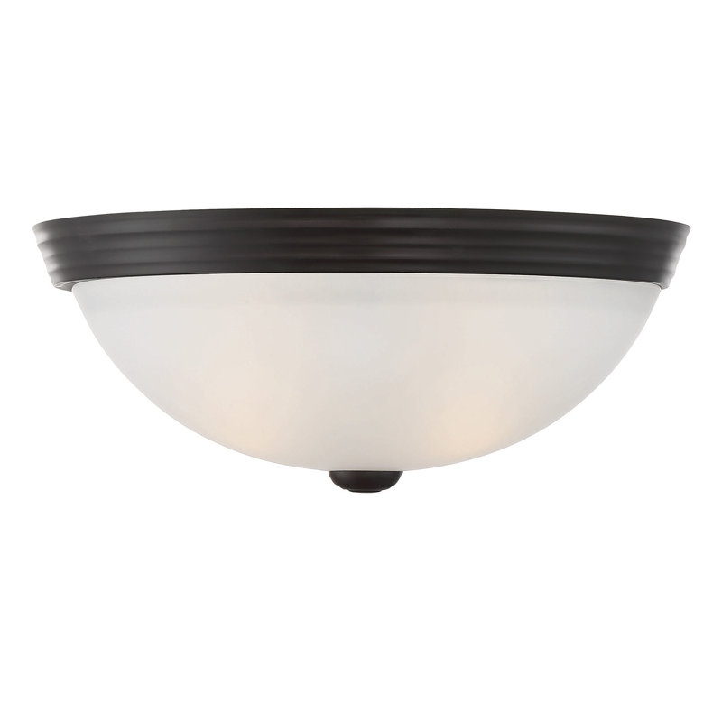 Sarabia 2-Light Flush Mount, 4.5" H x 11" W, English Bronze, White