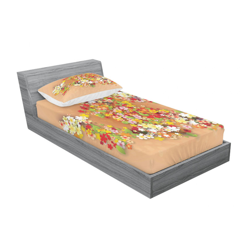 Microfiber Floral Sheet Set, Twin XL Sheet Set with Fitted Sheet