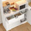 Armoire de cuisine 71 po avec support à micro-ondes, huche de cuisine moderne avec tiroir, tablettes réglables, lumière DEL et prises de courant pour la cuisine, la salle à manger et le salon-832761895
