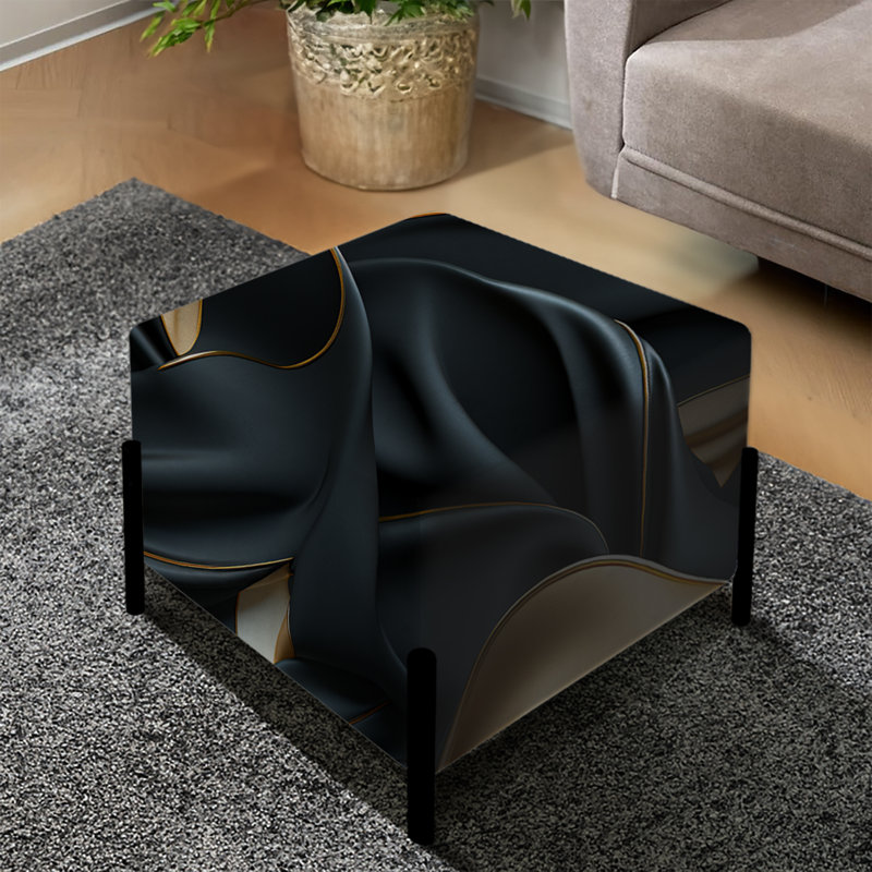 Glamour Noir And Gold Harmony - Marble Square Ottoman