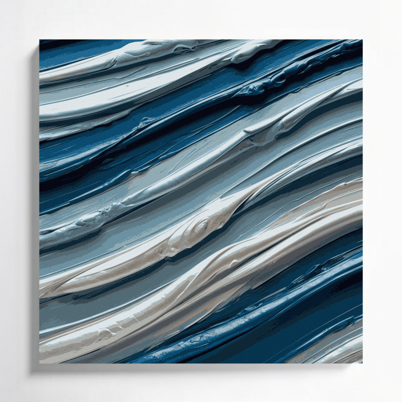 Toile horizontale à rayures horizontales bleu cobalt, H 16 po x l 16 po
