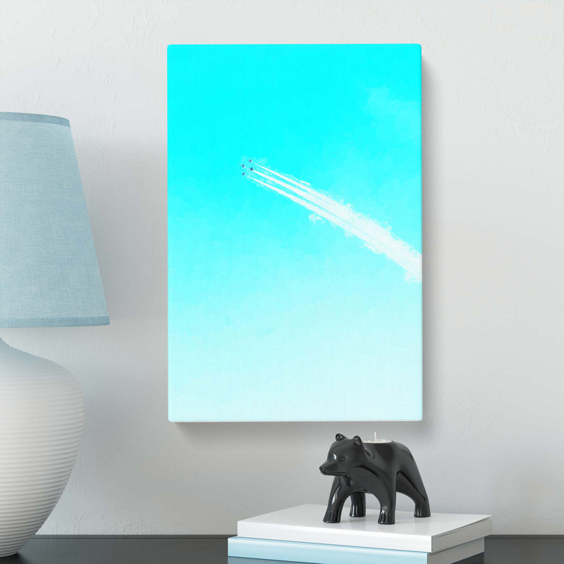 Plane Trails In The Sky In Abstract - Wrapped Canvas, 91cm H x 60cm W x 3cm D