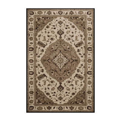 Tapis brun Tabriz lavable à la machine