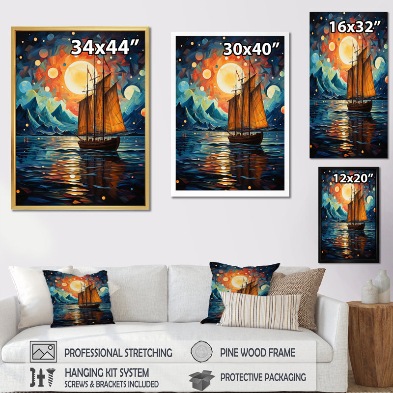 Voilier «Seafaring Dreams I» sur toile, L 30 po x H 40 po, Cadre photo noir