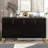 Modern Sideboard With Four Doors, Metal Handles & Legs And Adjustable Shelves Kitchen Cabinet-1143629029