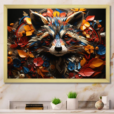 Curious Raccoon Collage III sur toile