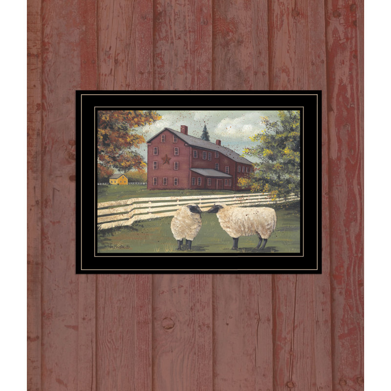 Hancock Sheep Framed Wall Art for Living Room, Home Wall Decor by Pam Britton, Black Framed